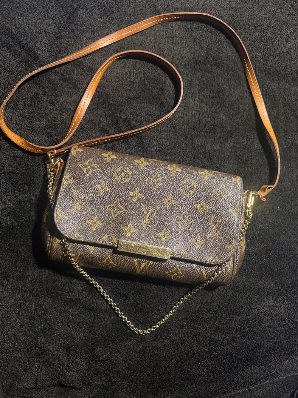 Louis Vuitton Monogram Canvas Crossbody in Brown and Tan with Gold Hardware